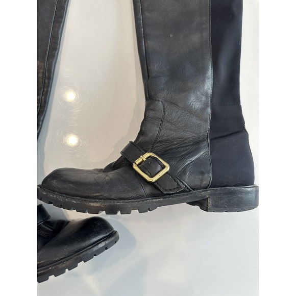 Marc by Marc Jacobs -Tall Flat Black Boots Genuine Leather Sz 37.5 US 7 - Picture 2 of 13